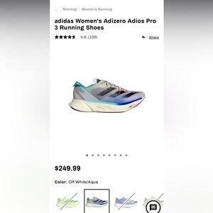New Women's Adizero Adios Pro 3 Shoes Size 7